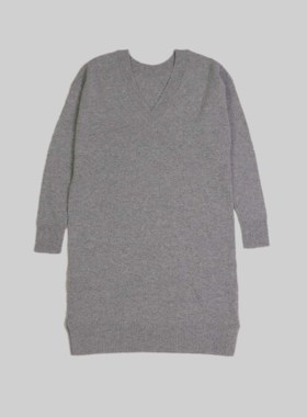 刁蛮公主 女士花灰色九针V领长袖YR连衣裙i-2