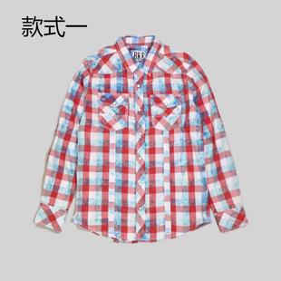 衬衣J 刁蛮公主 方格长袖 重洗水辑明线云石扣全开襟摁扣式 男士