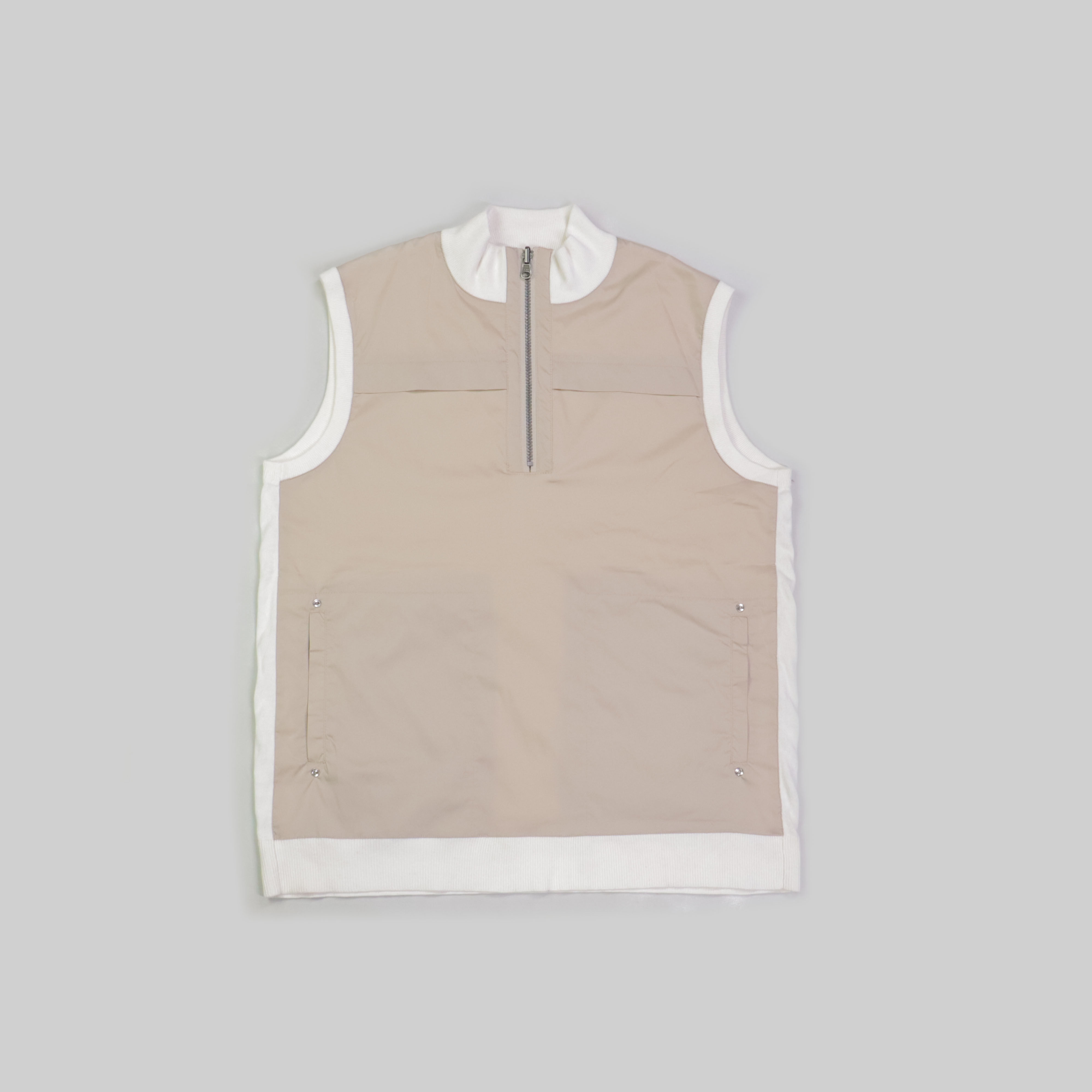 刁蛮公主 男士立领半开襟拉链针织14针接驳梭织背心马甲F-3