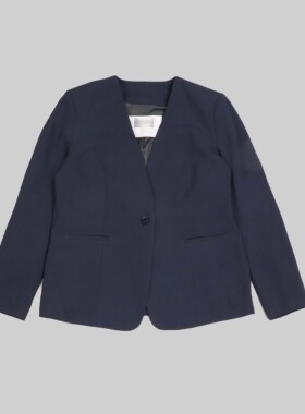 刁蛮公主 女士藏蓝色V领一粒扣长袖西装外套F-3