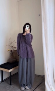 外套 宽松显瘦百搭休闲百万毛衣女针织开衫 Lott羊驼毛秋冬新款 韩版