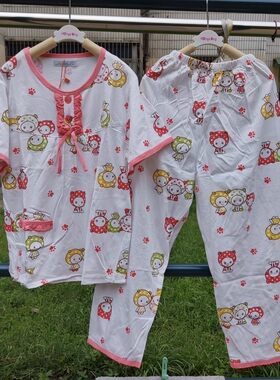 清仓转行舒露宝儿童纯棉睡衣女孩春夏卡通全棉短袖长裤家居服套