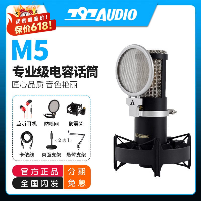 797Audio M5专业电容话筒录音YY主播K歌配音直播设备大振膜麦克风 乐器/吉他/钢琴/配件 话筒 原图主图