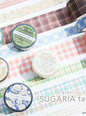 日本mindwave透明烫金限定款金箔格纹小花复古胶带