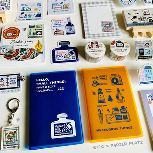 【现货】日本Papier Platzeric橡皮章作家笔记本便签本金箔胶带