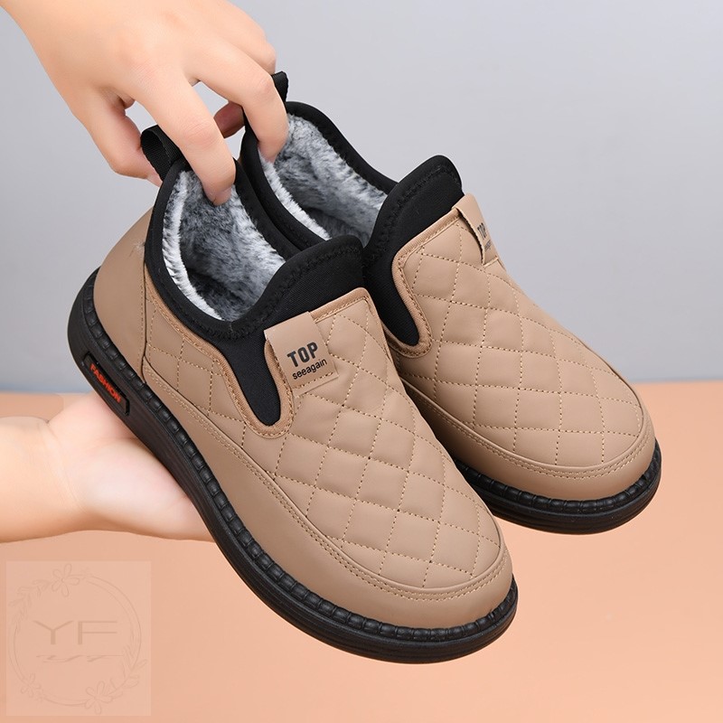 冬季老北京棉鞋女加绒保暖妈妈鞋棉靴皮面防寒老人奶奶鞋加厚防滑