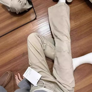 小众拖地设计新款牛仔裤美式阔腿长裤复古秋季休闲拼接2024工装潮