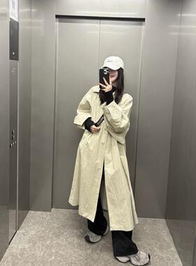 摩登mdeng197韩系廓形设计感休闲长款风衣2025春蝙蝠袖大衣66581