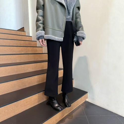 摩登197高腰微喇修身九分休闲裤