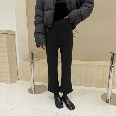 摩登197交叉腰头加绒九分裤