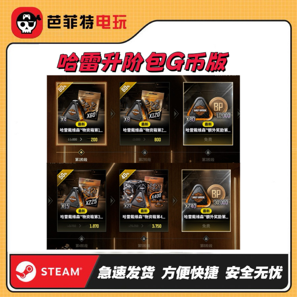 PUBG绝地求生哈雷联名物资箱进阶包兑换码CDK【GB包】