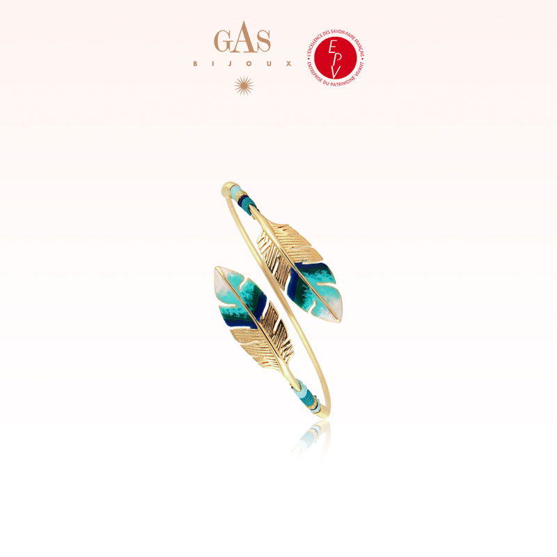 [French imports] GAS BIJOUX Bracelet Feather Feather Light extravagance senior Hand drawn Enamel Openingin the Accessories/Fashion Jewelry, Bracelet  category - from Buy2taobao.com to provide professional Taobao agent buy service