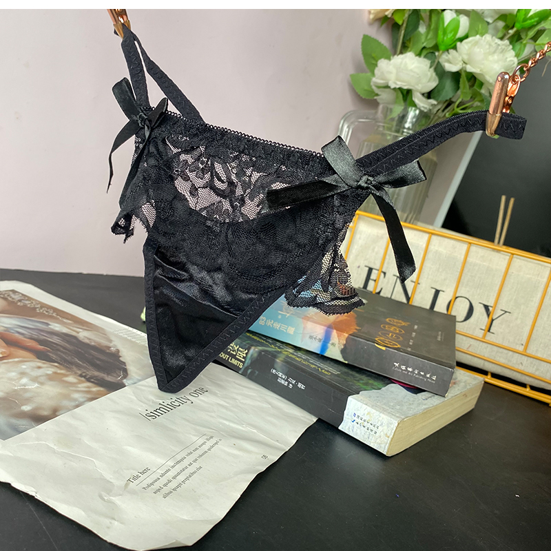 清仓美臀后腰钻饰低腰火辣镂空丁字裤性感蕾丝内裤女士简约裤头