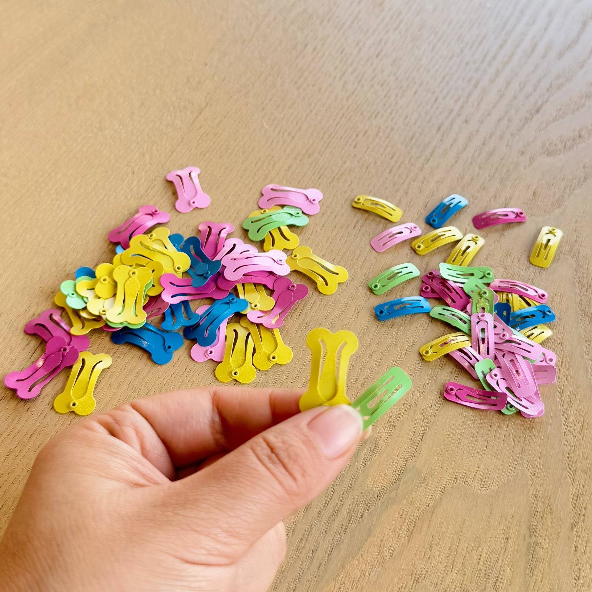 2cm迷你宠物BB夹方形骨头彩色小狗小猫发夹扭扭棒配件娃娃发饰