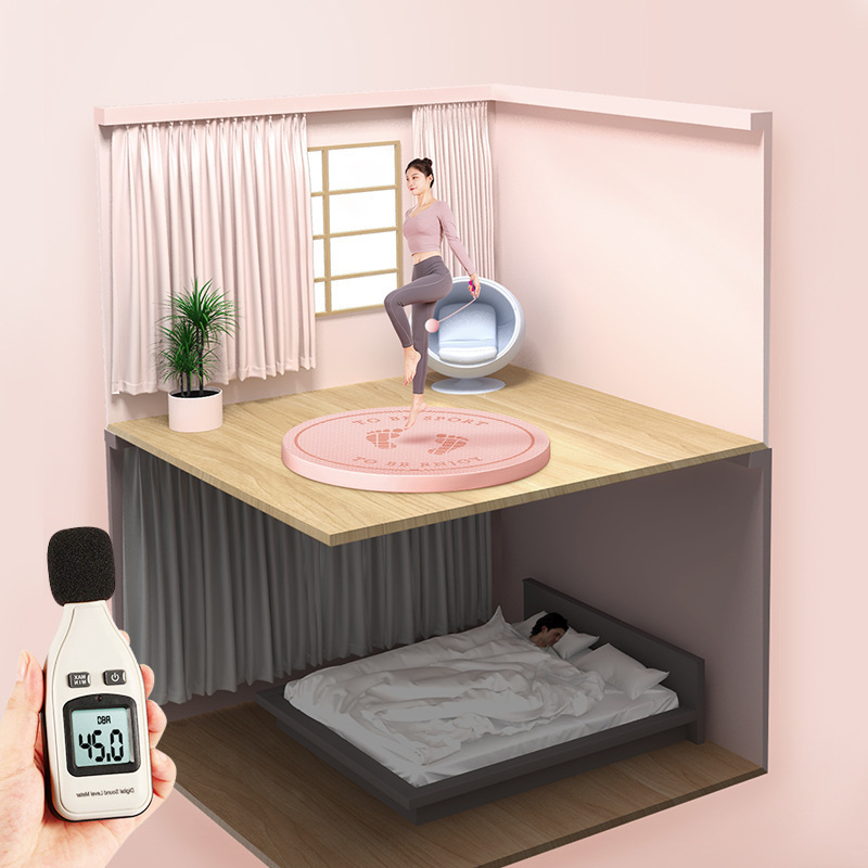 圆形无绳跳绳垫加厚减震静音家用室内户外防滑儿童慢跑专业健身垫