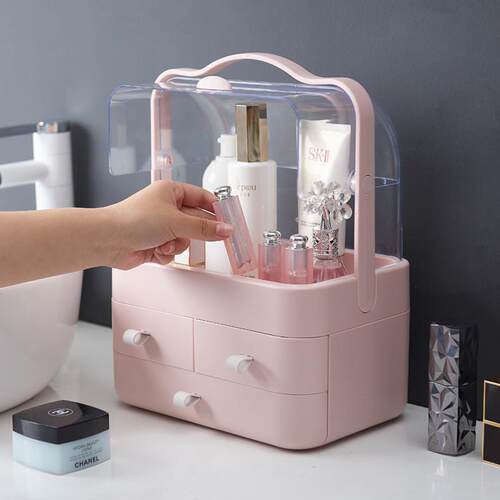 Make-up collection box size drawer hand-held and transparent