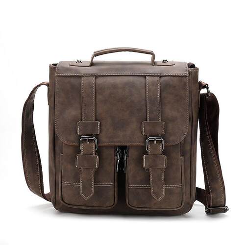 Omerician men slanting their backpacks, and old men slantin