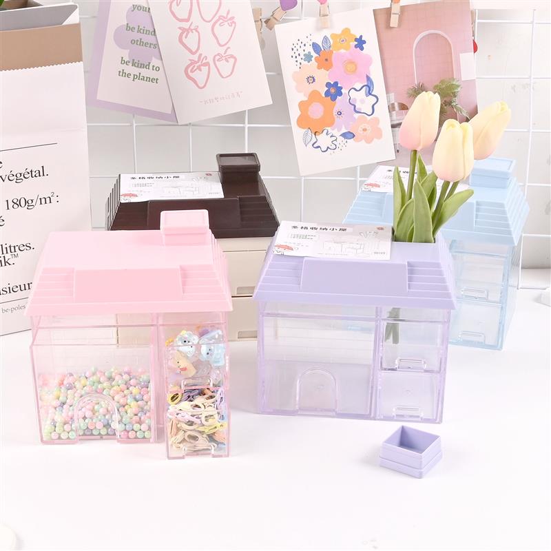 An ins desktop small house with a box of pens and a drawer-s