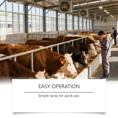 Farm animal deodorant, ammonia-reduced heat and animal-flavo