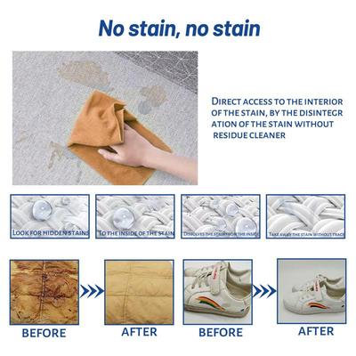 Foam cleaner cleans the velvet carpets with obstinate yellow