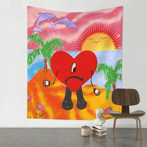 Bedroom living room tapestry with cute rabbit tapestry blank