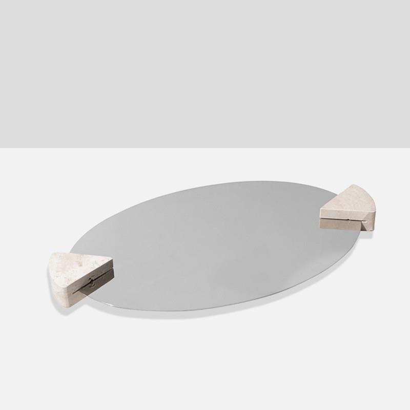 Concisely modern marble mirrored geometric trays with primed