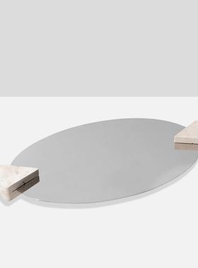 Concisely modern marble mirrored geometric trays with primed