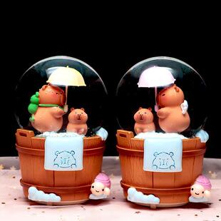 Carpibara Crystal Music Box Creative Dolphin Flying Snow and