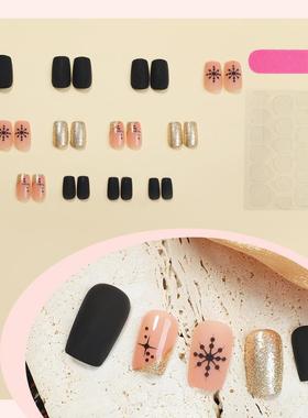 Christmas with short nails and snowflakes and sanded nails a