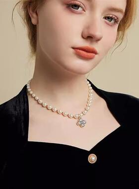 Four-leaf boulder pearl neck necklace female fashion design