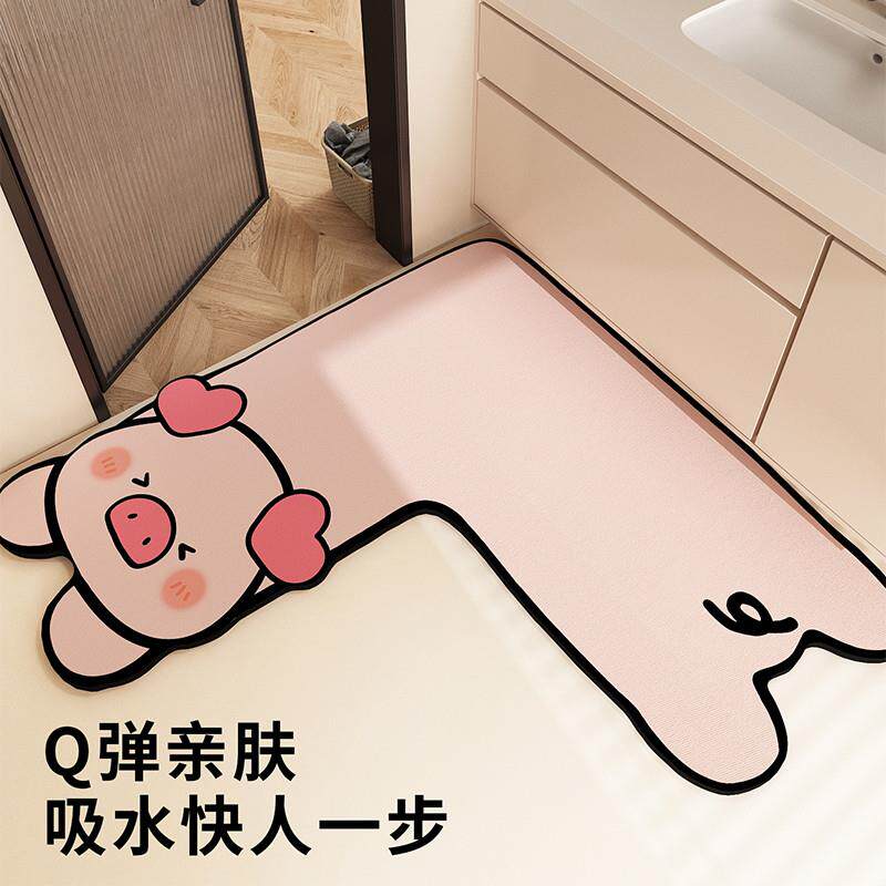 The L-turned bathroom mats the toilet room door, the silicon