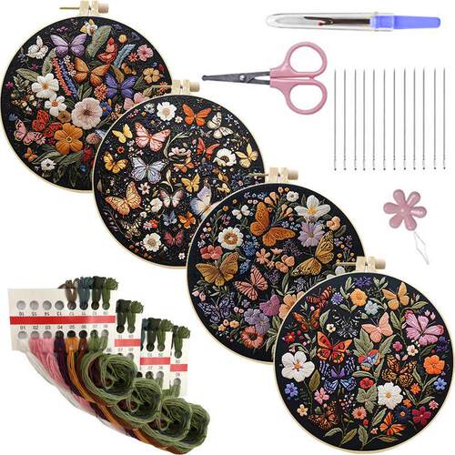 Original -- embroidered Diy Butterflies Artisanal Materials