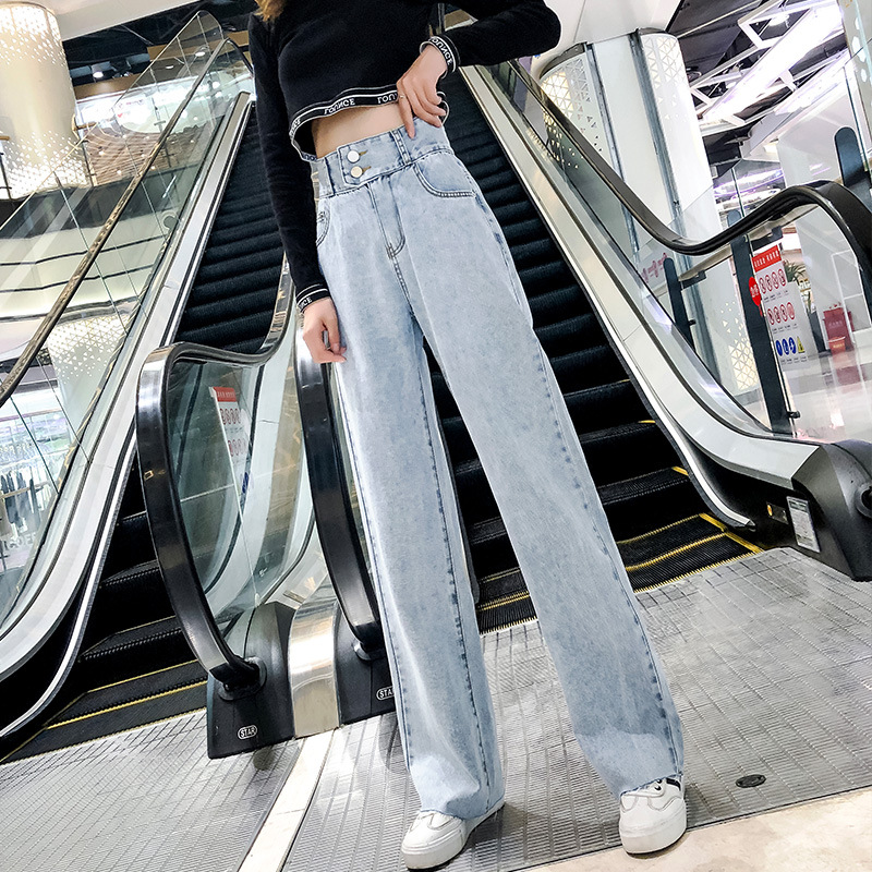 厂家直销  2019高腰泫雅同款宽松阔腿垂感拖地老爹女装牛仔裤女裤|msdalam kategori Butik wanita / wanita, seluar jeans - dari Buy2taobao.com untuk memberikan perkhidmatan ejen Taobao profesional membeli
