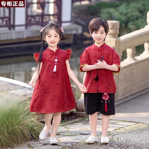 韩国AS品牌男女童汉服夏季新中式套装2026新款儿童国风唐装男宝周