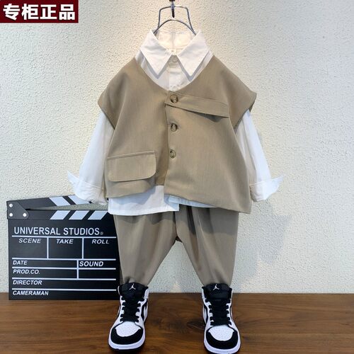 韩国AS品牌男童秋装套装26新款宝宝英伦风童装帅气儿童秋季衬衣马