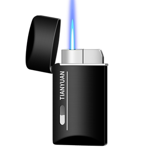 超薄防风打火机充气创意个性可视气体翻盖直冲蓝焰火机男高档耐用