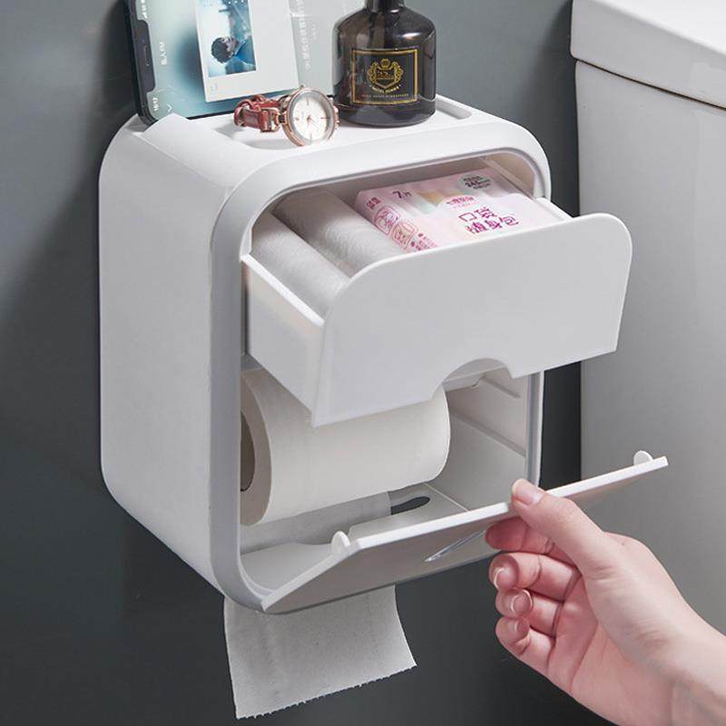 Wall-mounted Waterproof Tissue Box, No-drilling Required Tis
