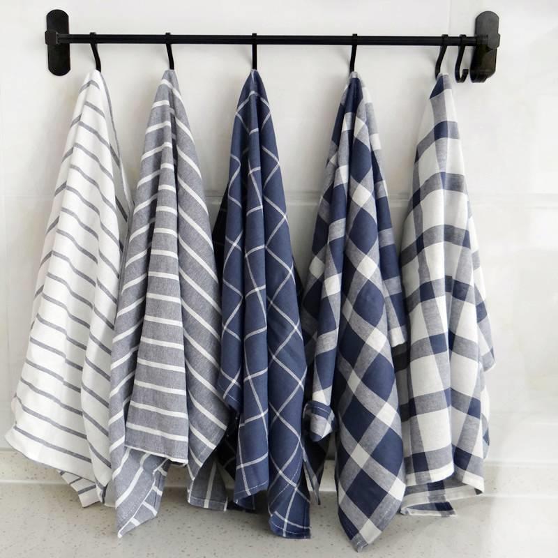 5 Pack 46*70cm Kitchen Towels 厨房抹布吸水擦碗布纯棉格子餐巾