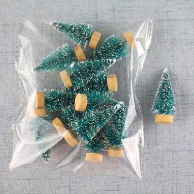 12Pcs Mini Christmas Tree Ornament Small Artificial Pine Sis