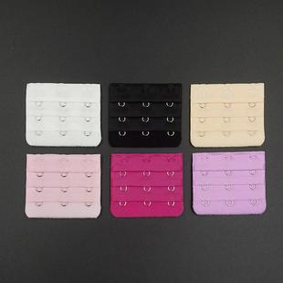 Three-row, three-hook extended bra extender with metal clasp