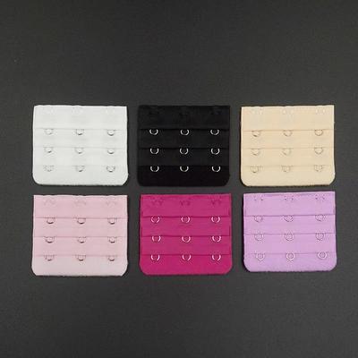 Three-row, three-hook extended bra extender with metal clasp