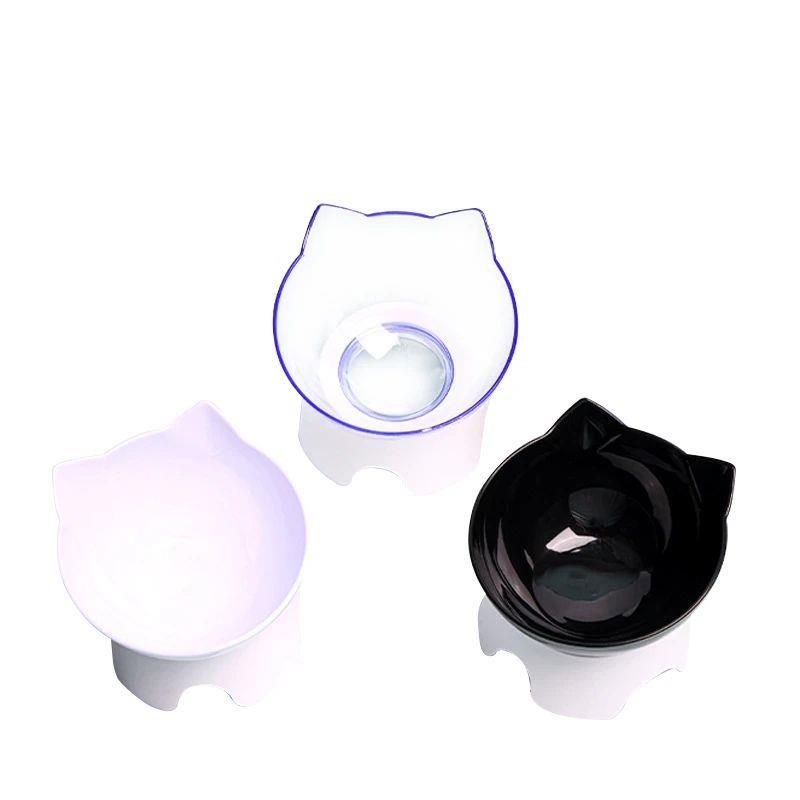 Cat Raised Stand Feeding Bowl Transparent Plastic Pet Food W