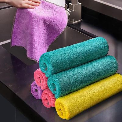 Double-layer thickened grease-removing kitchen cloth, suitab