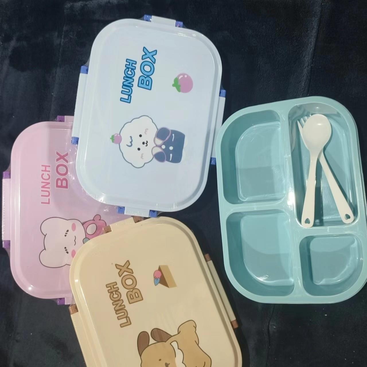 Cute compartment lunch box for students and children, leak-p