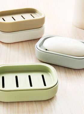 Double-layer covered soap dish for bathroom, water-draining