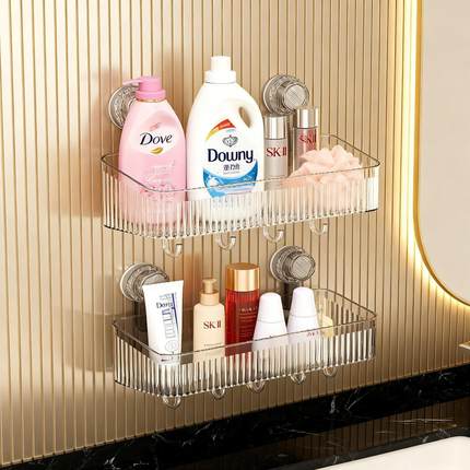 Luxury bathroom suction cup shelf, no-drill wall-mounted cos