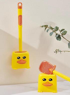 Wall-mounted toilet brush, small yellow duck design, for hom