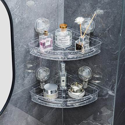 No-drill bathroom and toilet storage rack, triangular wall-m