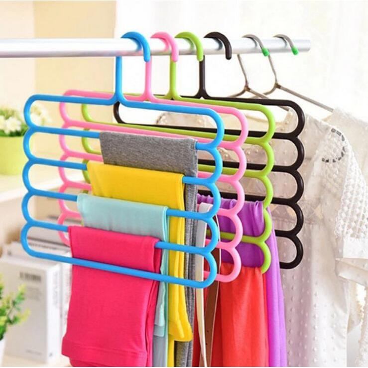 Colorful 5-Layer Pants Hanger, Multi-Function Wardrobe Pants