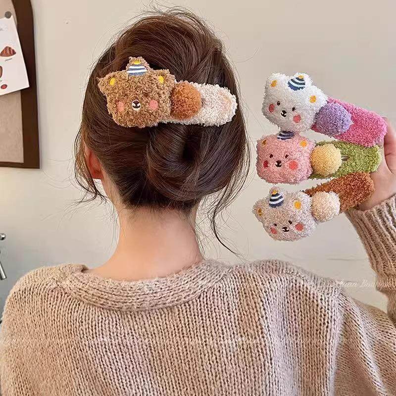Wholesale large cartoon fluffy hair clips for autumn and win